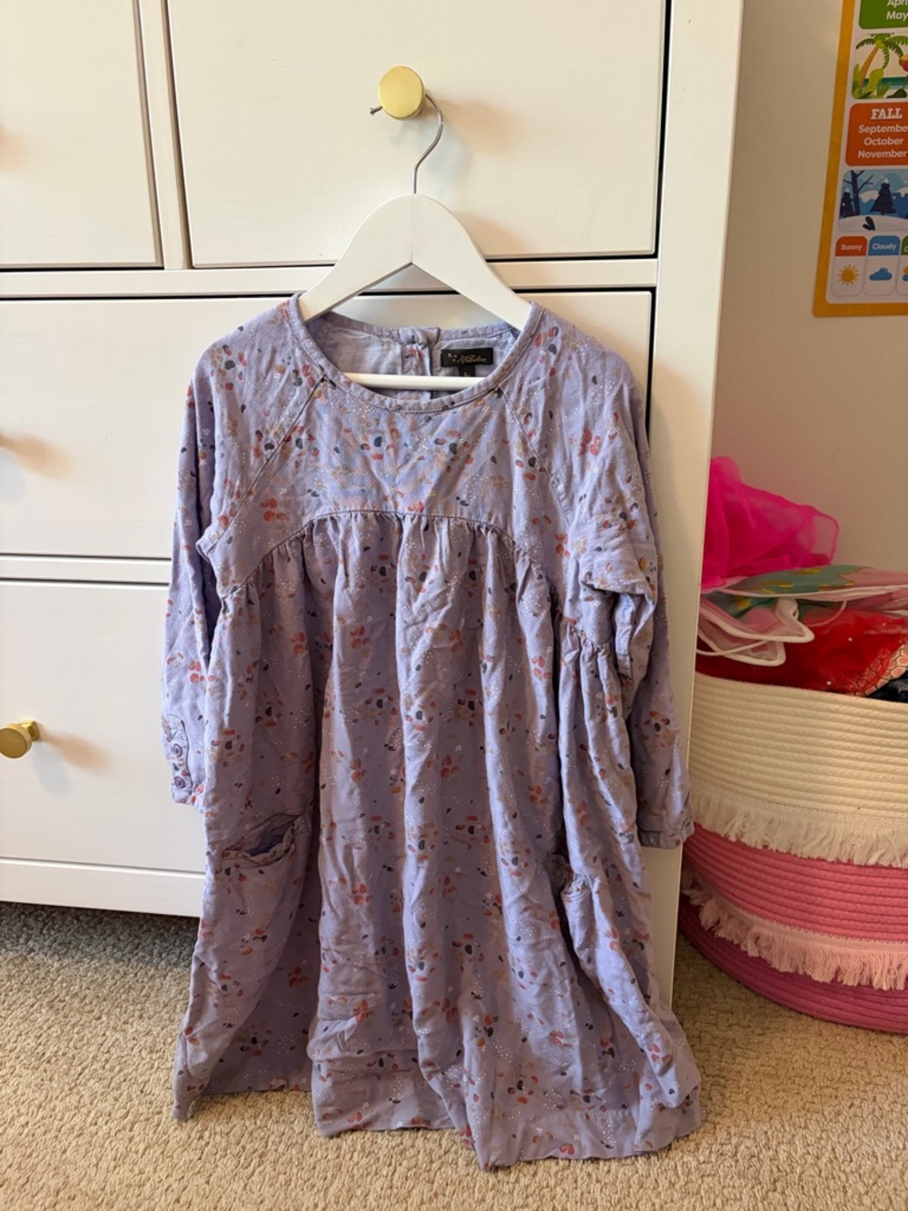 Velveteen Purple Printed Girls Dress Size 8